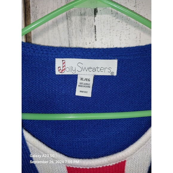 Jolly Sweaters Adult X-Large Blue Christmas Xmas Fun Knit Long Sleeve - Picture 4 of 5